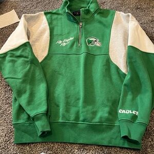 Abercrombie & Fitch Green and White Zip-Up Sweater